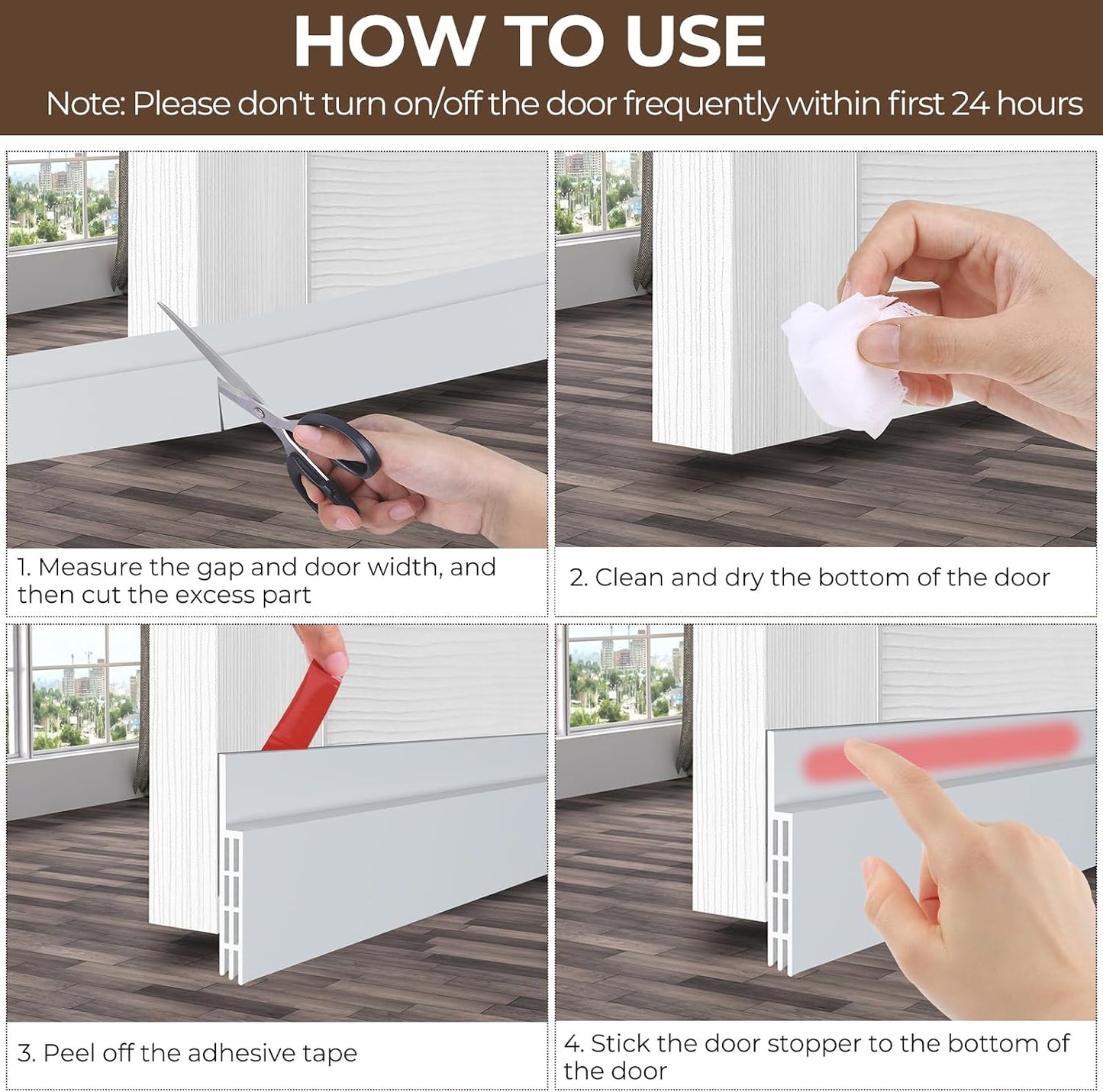 Ohuhu Door Draft Stopper, 1" Wide Adhesive Weather Stripping Seal, 39" | self-adhesive silicone, for interior exterior doors, 3-layer soundproof, save energy, blocks drafts, noise, light, dust, bugs