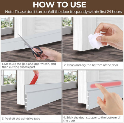 Ohuhu Door Draft Stopper, 1" Wide Adhesive Weather Stripping Seal, 39" | self-adhesive silicone, for interior exterior doors, 3-layer soundproof, save energy, blocks drafts, noise, light, dust, bugs