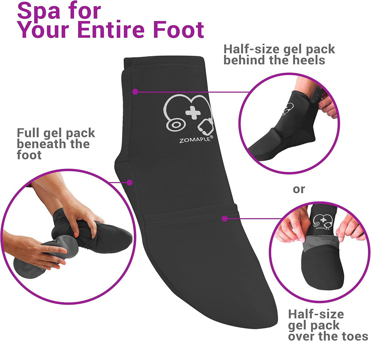 Zomaple Cold Therapy Socks, 2 Gel Packs for Neuropathy & Hot Feet Comfort