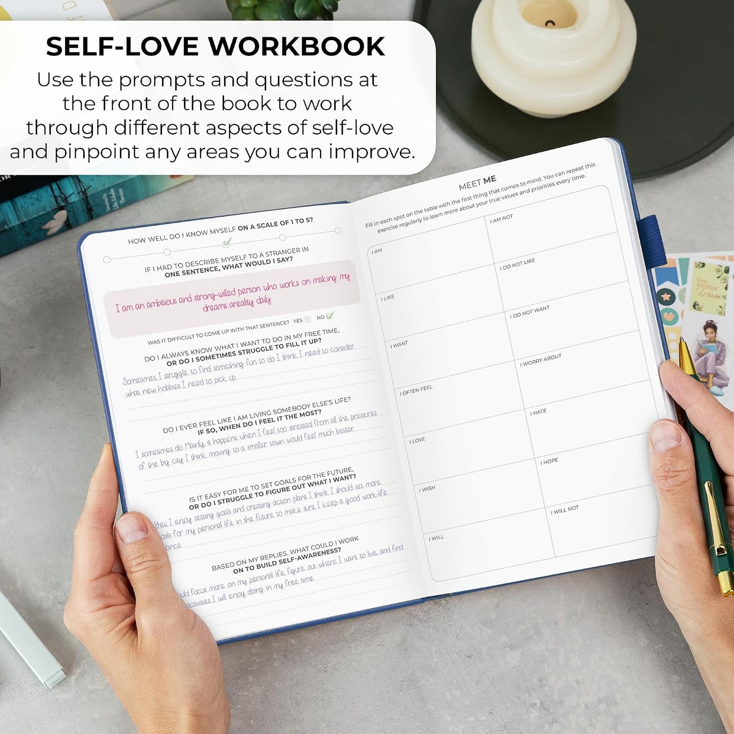 Clever Fox Self-Love Journal for Women, Gratitude, Positivity, Aquamarine | 6-month daily mental health journal with stickers, self-care, anxiety therapy, life & wellness planner for teens & adults