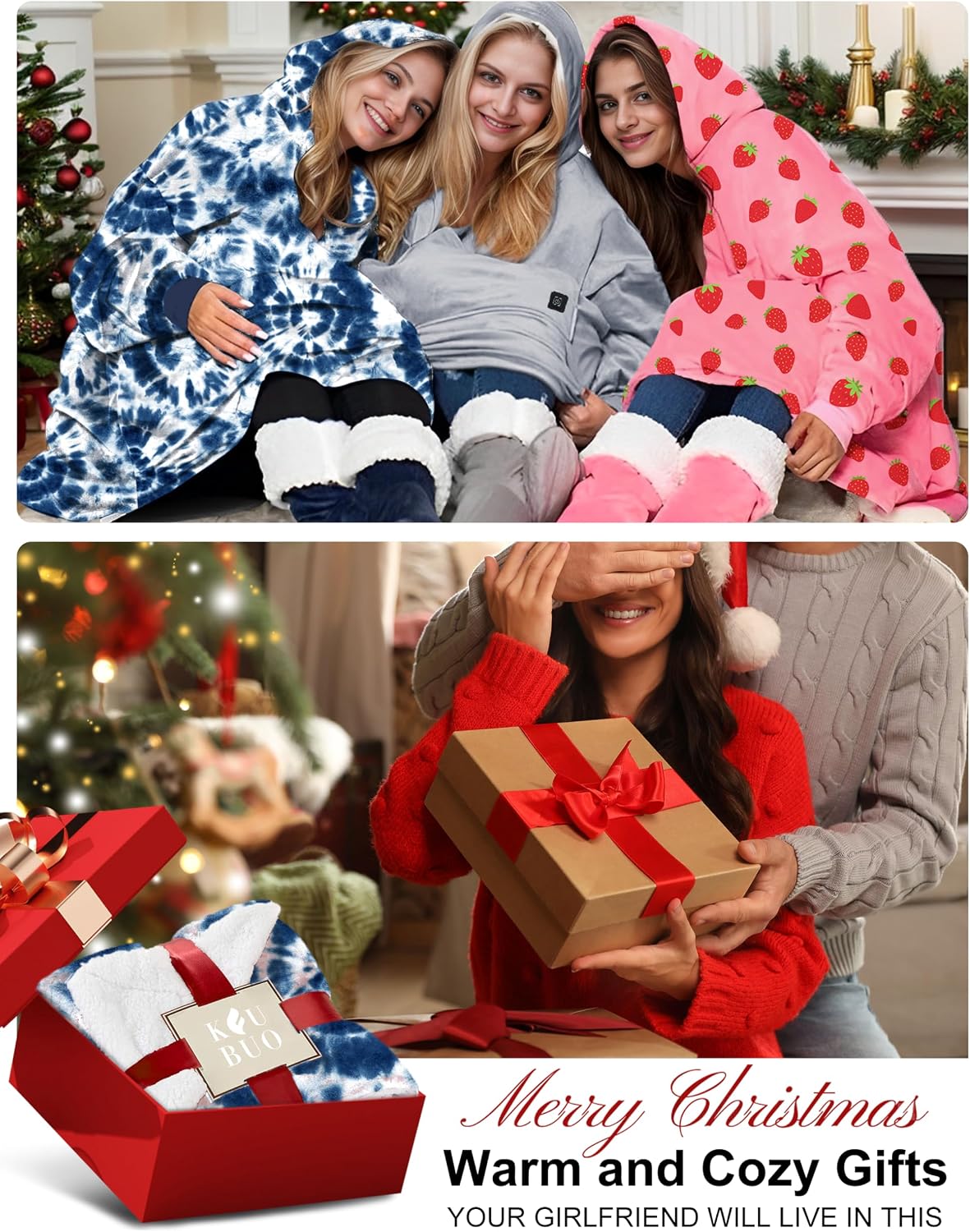 KFUBUO Wearable Heated Blanket Cordless Oversized Hoodie Sweatshirt