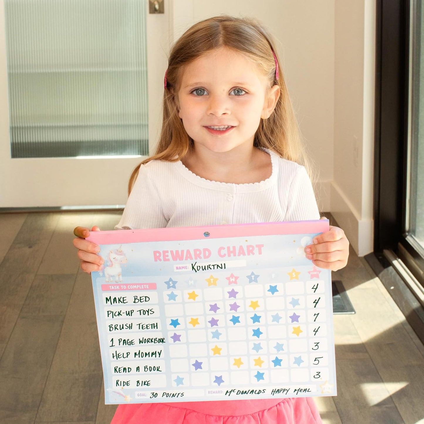 ZICOTO Fun Magnetic Reward Chart for Kids - Unicorn Chore Chart for Girls | Motivational Behavior and Responsibility Tracker with Stickers Encourages Good Habits at Home - Creates a Fun Daily Routine