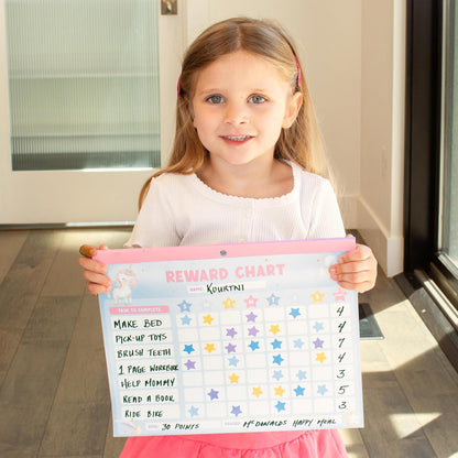 ZICOTO Fun Magnetic Reward Chart for Kids - Unicorn Chore Chart for Girls | Motivational Behavior and Responsibility Tracker with Stickers Encourages Good Habits at Home - Creates a Fun Daily Routine