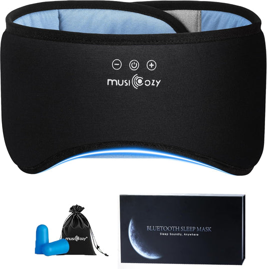 MUSICOZY Sleep Mask with Bluetooth Headphones Eyemask for Side Slippers | Bamboo Cotton Sleeping Headphone,Wireless Earphones with HD Stereo Speakers Blackout Eye Masks Earbuds for Men and Women