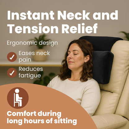 Adjustable Headrest Pillow for Recliners & Armchairs – Soft Velvet Neck Support Cushion with Non-Slip Back & Pocket – Pain Relief for Home, Office