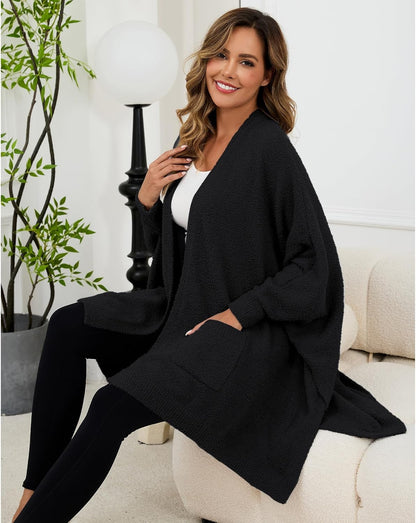 Wearable Blanket Sherpa Poncho Unique Office Work Warm Cozy Shawl TV Throw Blankets, Plush Cape Wrap for Adults