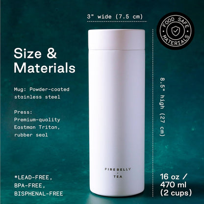 Firebelly Tea, Travel Tea Infuser Mug with Strainer, Insulated Tumbler for Loose Leaf Tea or Coffee, Leakproof Bottle for Hot or Iced Drinks, Stainless Steel Thermos with Lid, Salmon