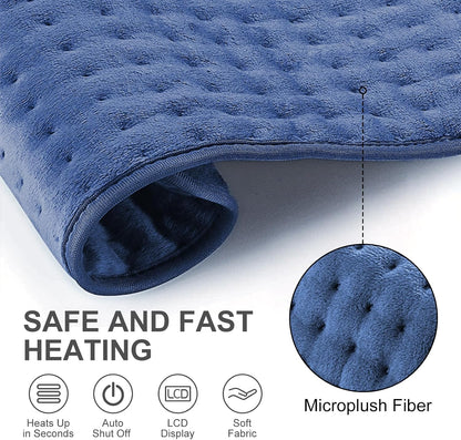 Heat Pad for Back Pain Relief Electric Heating Pads with 6 Temperatures Soft Detachable Heat Pad for Man Women (Gray)