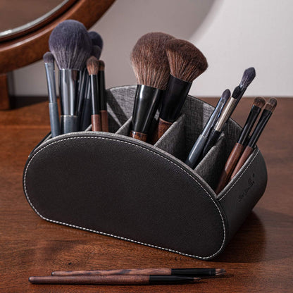 Remote Control Holders Organizer Box with 5 Compartment PU Leather Caddy | Multi-functional Office Desk Storage Caddy Store Tv Remote for Media Player,Brush,Pencil,Glassees&Office Supplies
