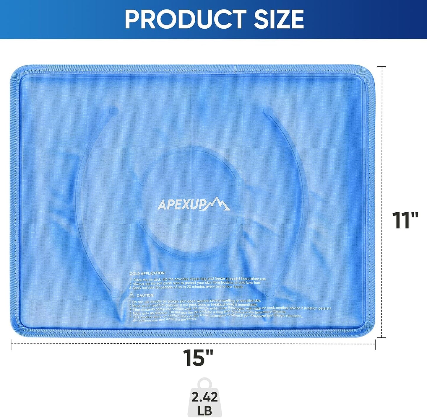 Gel Ice Packs for Injuries Reusable, Flexible Double Sided Cold Packs for Injuries, Ice Pack for Knee, Shoulder, Back, Hip, Leg, Arm (Blue, 8"x5.5", 1PK)