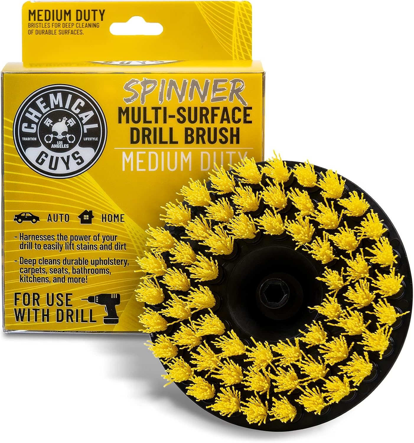 Chemical Guys, Light Duty Spinner Drill Brush Attachment, Multi-Surface | Fits any standard drill to power-scrub upholstery, fabric and carpet, gently lifting stains without hand fatigue