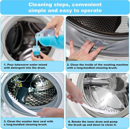 8-Piece Washing Machine Cleaning Brush Set | Dryer Vent Cleaner Kit, Front Load Washer Gasket Cleaner Brush, Crevice Gap Brush for Sink, Grout, Tile & Bathroom