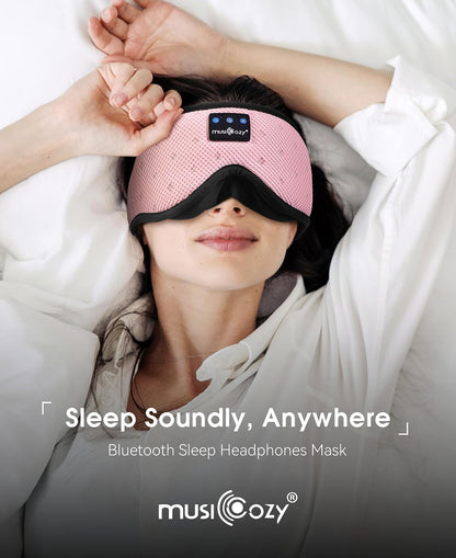 MUSICOZY Breathable Bluetooth Sleep Mask Headphones for Sleeping | Mesh Sleep Mask With Bluetooth 5.4 Audio, Soft Fabric And Comfortable Fit for Side Sleepers, Travel, Meditation and Rest