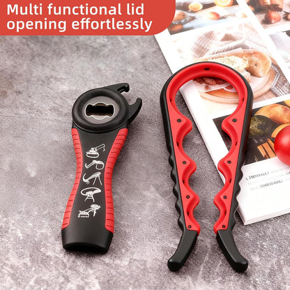 Jar Opener for Seniors with Arthritis,Jar Opener for Weak Hands,5-in-1 Bottle Opener,4-in-1 Can Opener (A-Blue)