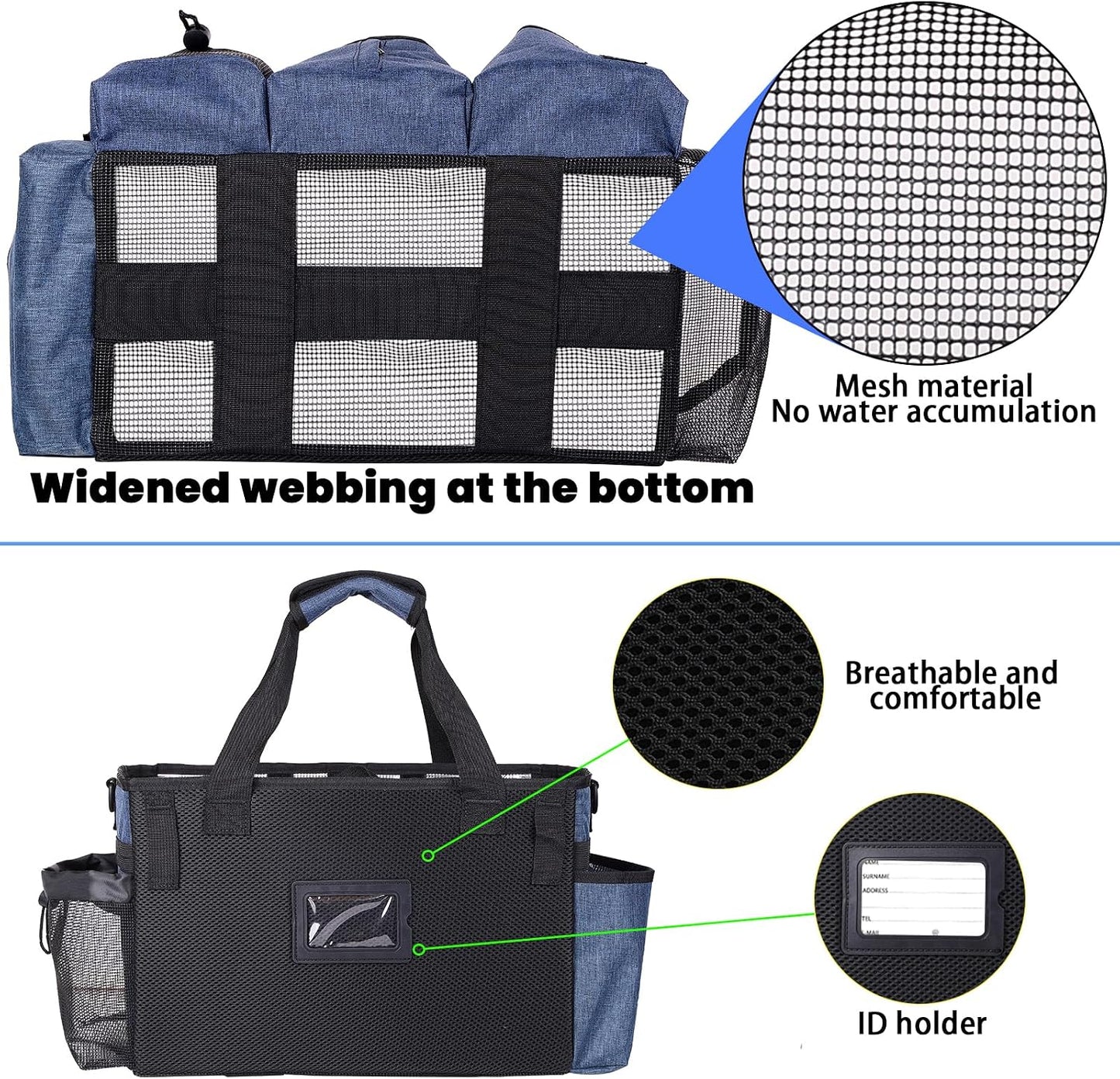 Large Cleaning Caddy Bag Built-in hard plastic sheet Aluminum foil lining | Waterproof nylon, aluminum foil lining, detachable dividers, dual straps for housekeepers
