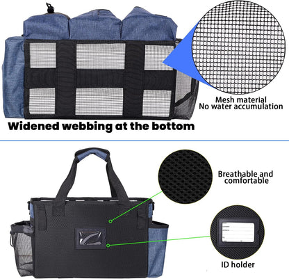 Large Cleaning Caddy Bag Built-in hard plastic sheet Aluminum foil lining | Waterproof nylon, aluminum foil lining, detachable dividers, dual straps for housekeepers