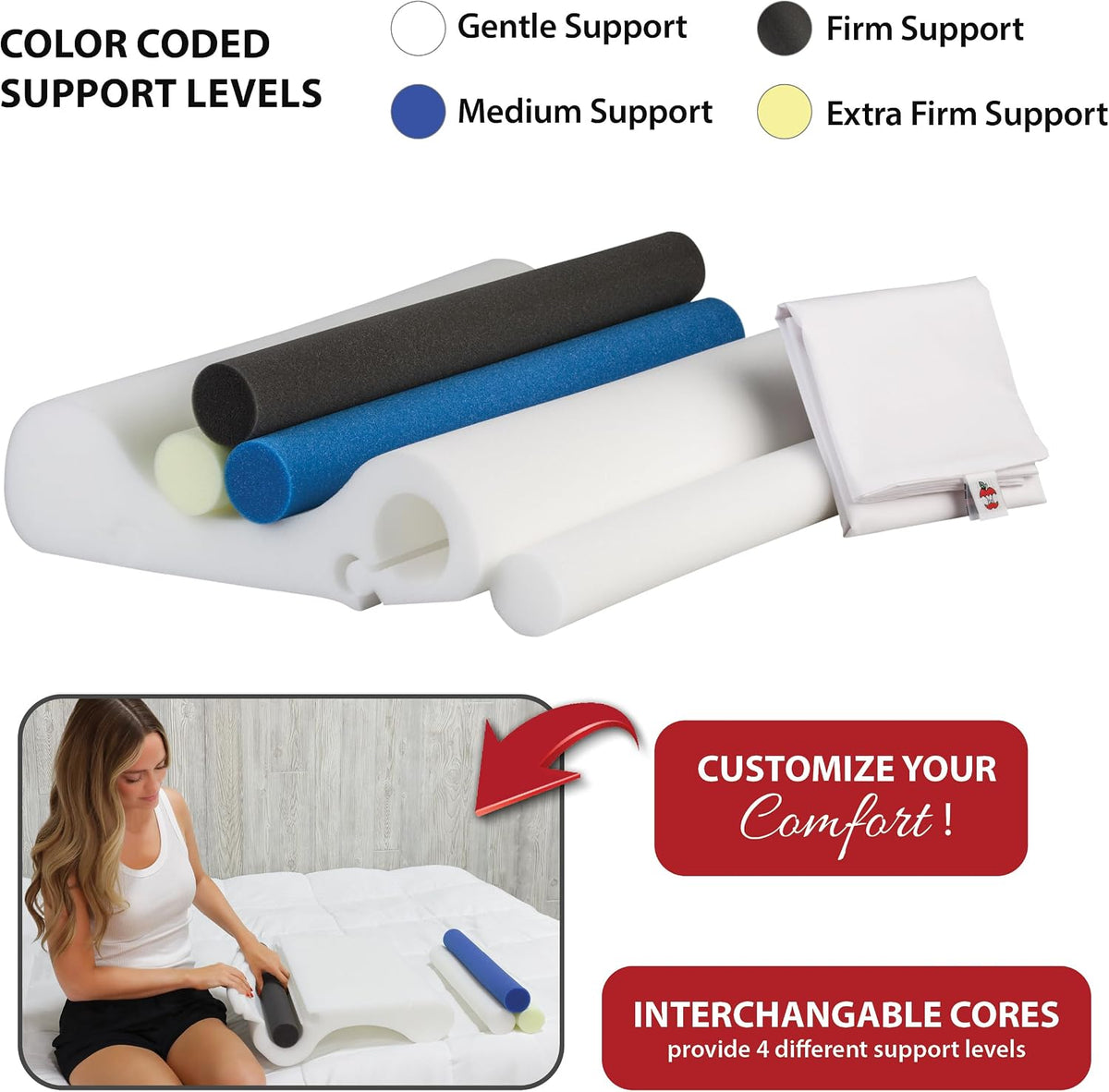Adjustable Cervical Pillow for Neck Pain Relief, Side & Back Sleepers
