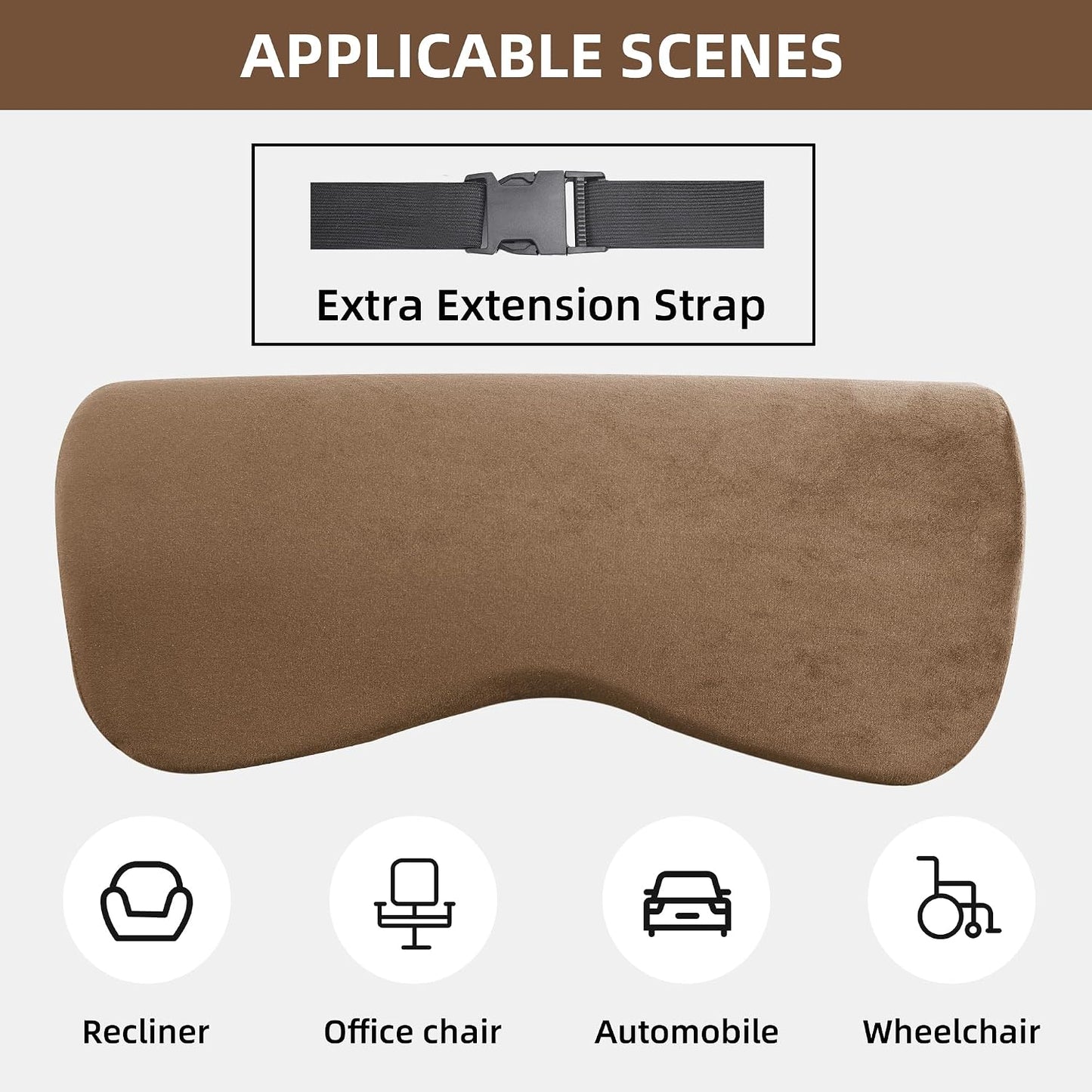 HOMBYS Cervial Neck Pillow for Recliner, Foam Headrest Cushion for Sleeping, Medium Firm Neck Support for Couch, Office Chair and Car, Non-Slip Backing and Elastic Straps, Dark Grey