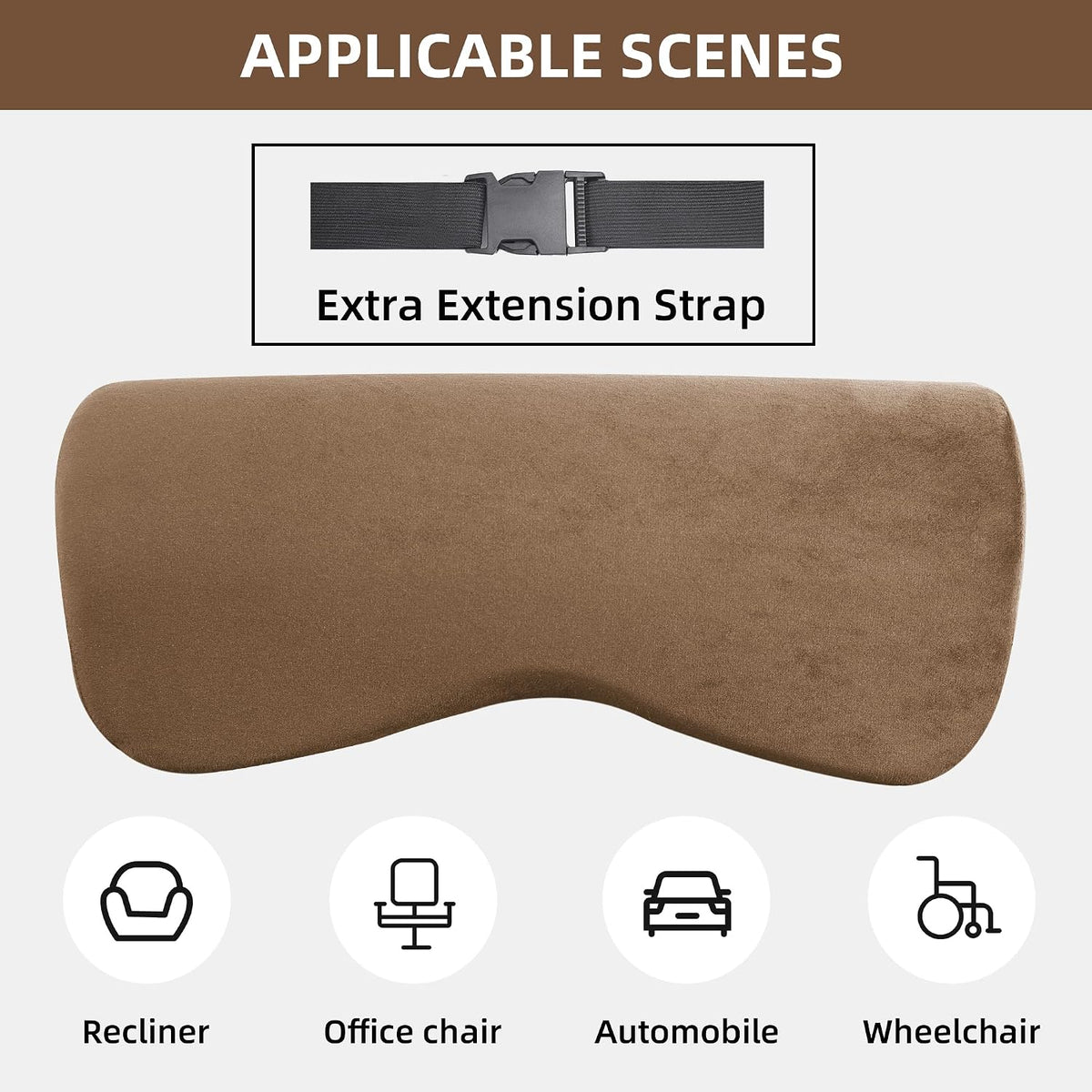 HOMBYS Cervial Neck Pillow for Recliner, Foam Headrest Cushion for Sleeping, Medium Firm Neck Support for Couch, Office Chair and Car, Non-Slip Backing and Elastic Straps, Dark Grey