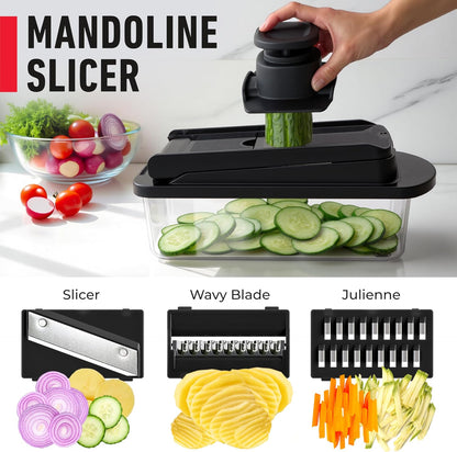 Mueller The Real Original Pro Vegetable Chopper & Mandoline Slicer, 10-in-1 | since 2013, 8 Blade Food Veggie Chopper, Onion Vegetable Cutter with Container, Kitchen Gadgets & Essentials