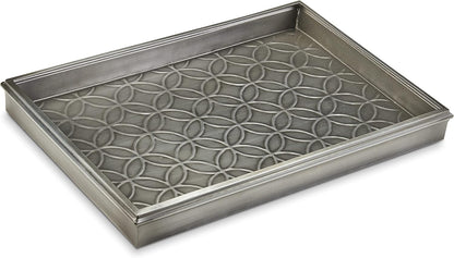 Good Directions 20″ x 14″ Decorative Squares Design Metal Boot Tray – Galvanized Steel with Copper Finish, Multi-Purpose Shoe, Plant & Pet Bowl Tray