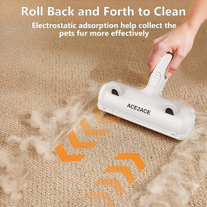 ACE2ACE Pet Hair Remover, Reusable Lint Roller for Cat and Dog Hair, White | Self Clean Cat Hair Remover with Dust Bin, Dog Hair Remover for Couch, Furniture, Carpet, Sofa and Bedding
