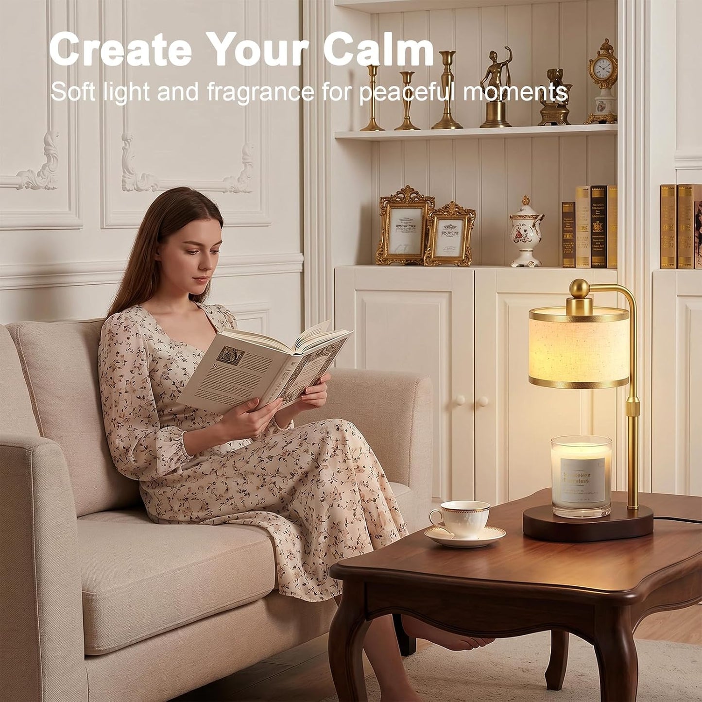 Candle Warmer Lamp with Timer, Modern Golden Candle Warmer for jar Candles, Electric Wax Warmer, Includes 2 Bulbs, Birthday Gift for Women, Mom, Housewarming