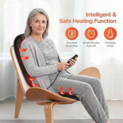 Massage Chair Pad,Back Massager with Heat,Massage Seat Cushion with 10 Vibration Motors,30-60-90 Minutes Heating Options,Chair Massager for Office Chair, Home Office Use, Relaxation Gift