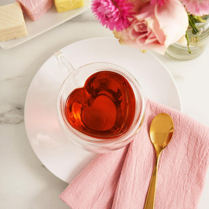 Pinky Up Blake Tea Infuser Mug with Lid, Glass Cups for Loose Leaf or Flowering Teas, Travel Mugs, Home Office, Picnic, Camping, 12 oz Set of 1, Clear