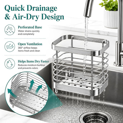 Stainless Steel Electric Toothbrush Holder for Bathroom with Drainage | Anti-Slip Countertop Tooth Brush Holder Caddy Stand, Toothbrush and Toothpaste Organizer, Black Bathroom Accessories Decor