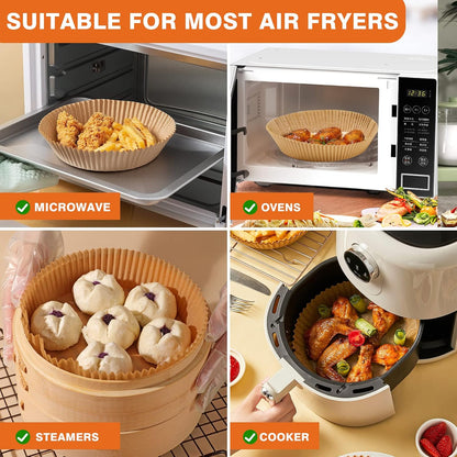 Vailnd Air Fryer Paper Liners, 200pcs Air Fryer Liners Disposable 8" Square | Baking Paper Liner for 5-8 qt Airfryer Basket, Non-stick and Oil Proof Parchment Paper for Oven, Pans & Baking