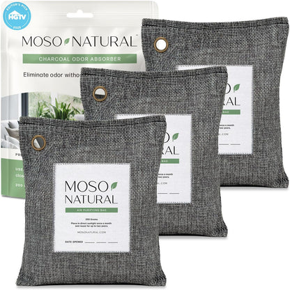 Moso Natural Air Purifying Bag 200g, Charcoal Odor Absorber, Car Odor Eliminator & Closet Deodorizer for Home & Pet, Lasts 2 Years, Unscented Bamboo Charcoal Bags, HGTV Editors' Pick