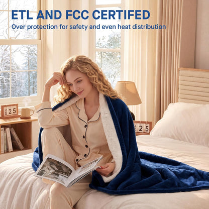 Sealy Electric Blanket Throw 50×60, Flannel to Sherpa, Charcoal