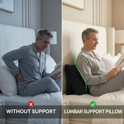 Pat. Pend. Corduroy Lumbar Support Back Pillow for Watching TV, Reading & Gaming, Ergonomic Triangle Support Cushion for Sofa, Armchair & Bed Sitting, Removable Washable Cover, Beige Gray