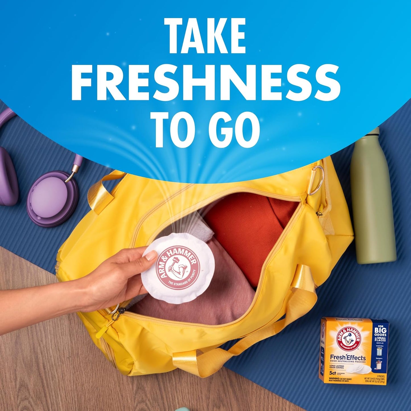 ARM & HAMMER Fresh Effects Odor Neutralizing Baking Soda Pouches, Long-Lasting Fragrance-Free, for Shoes, Cars, Home & Small Spaces, White, 5 Count | Long-Lasting, Fragrance-Free, For Shoes, Cars, Home & Small Spaces, Odor Absorber