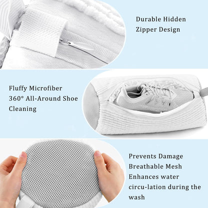 2Pcs Shoe Washing Machine Bag Laundry Shoe Bags for Washing Machine, Shoe Washing Bag Shoe Laundry Bag for Washer and Dryer Reusable Shoe Washing Bags (Grey)