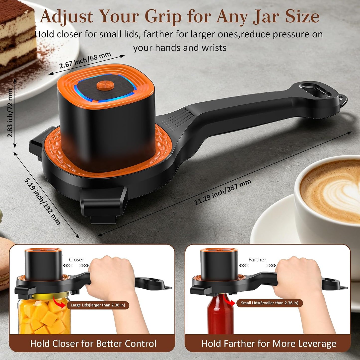 Electric Jar Opener for Seniors with Auto-Adjusting Gripper,Fit 1"-3.5" Cap | Rechargeable Jar & Bottle Openers for Weak Hands and Arthritis, Easy Twist Off Lid Opener with Rubber Gripper Pad，Red