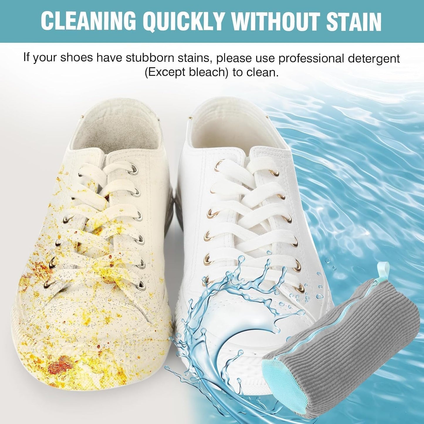 Shoe Washing Machine Bag, Shoe Laundry Bag for Washer and Dryer | 2 Pack Shoe Cleaning Bag for Sneakers & Tennis Shoes, XXL Size, Shoe Protection, Dry Bags, Zipper Hook, Travel & Dorm Storage
