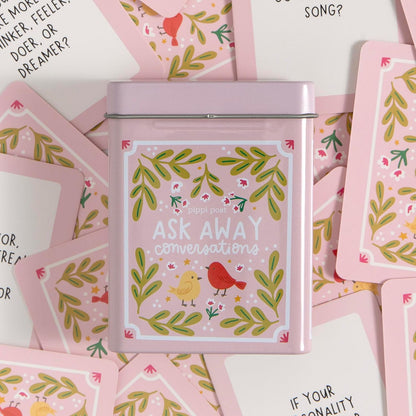 Pippi Post S'More Nature Conversation Cards with Tin, 50 Outdoor Prompts | 50 Conversation Starter Cards, Decorative Storage Tin, Ice Breaker Game