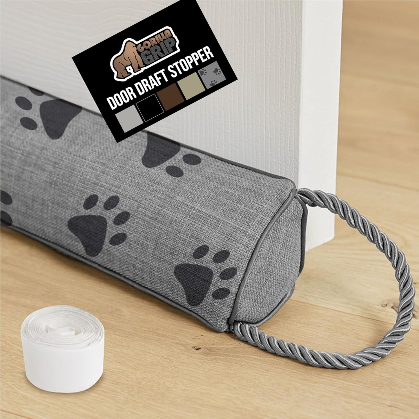 GORILLA GRIP Door Draft Stopper for Bottom of Doors, Cold Air Insulation Sweep, Weather Stripping Seal Noise, Soundproofing, Warmth Sealer, Easy Install Gap Filler, Home Essentials, 32 Inch, Gray