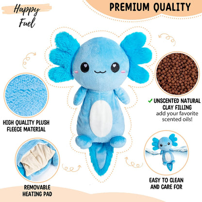 Axolotl Unscented 2Lbs Heating Pad for Neck Shoulders and Back Wrap Microwavable, Heatable 22.5" Cute Warm Stuffed Animals Neck Warmer - Axolotl Gifts for Women Girls and Kids
