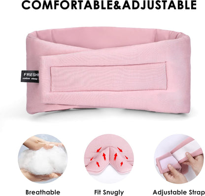 FRESHME Pure Handmade Cotton Sleep Mask - Blackout Eye Mask with Adjustable Velcro Soft and Comfortable Eye Blinder Shade for Men Women Travel Office Nap Airplane Blue