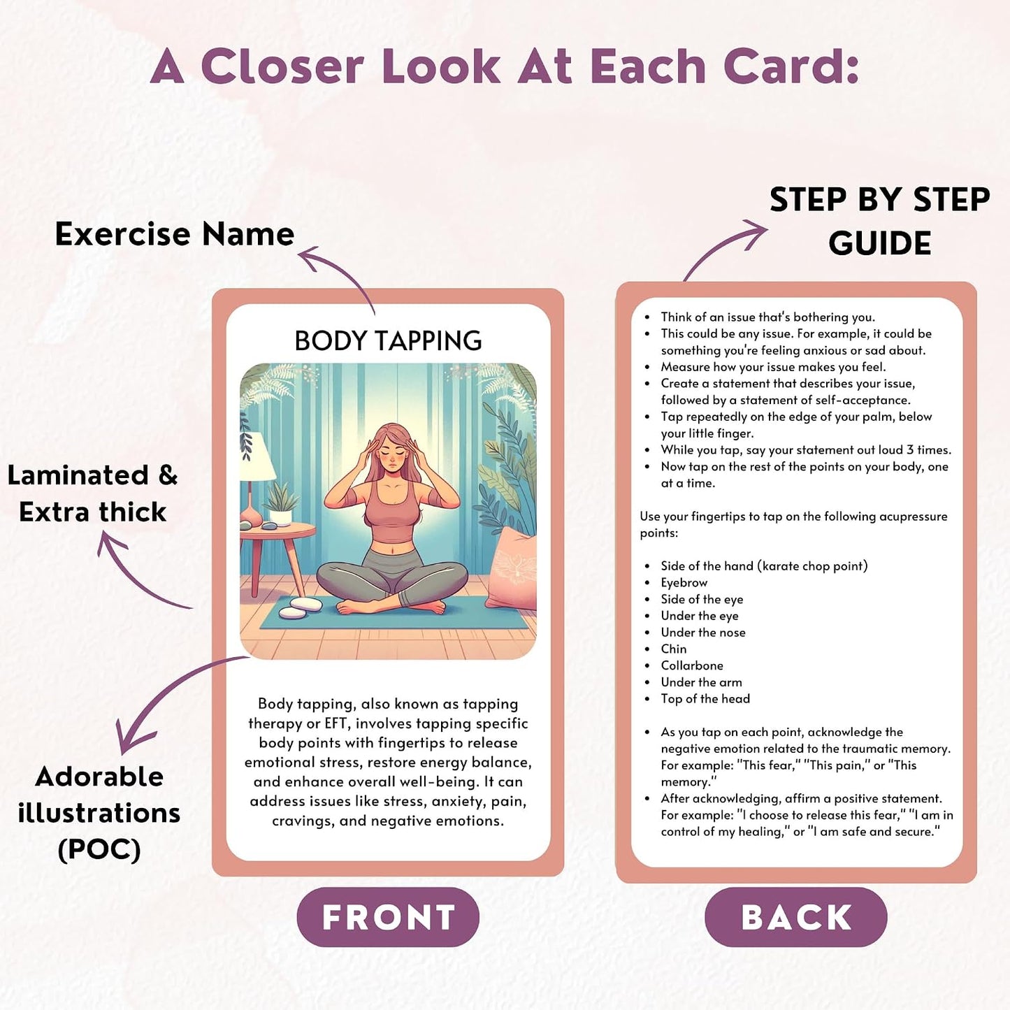 Somatic Therapy Exercise Cards & Coping Skill Cards: Techniques and Exercises for Trauma & Stress Relief, Self-Help Deck by HORIA KADI