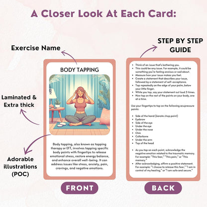 Somatic Therapy Exercise Cards & Coping Skill Cards: Techniques and Exercises for Trauma & Stress Relief, Self-Help Deck by HORIA KADI