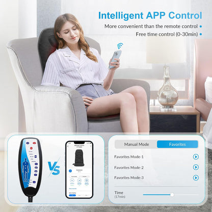 COMFIER Vibration Back Massager with Heat, 10-Motor Massage Seat Cushion for Chair, Graphene Heated Massage Chair Pad for Back, Lumbar & Thighs, 5 Modes, 3 Intensities, Home Office Recliner Gift