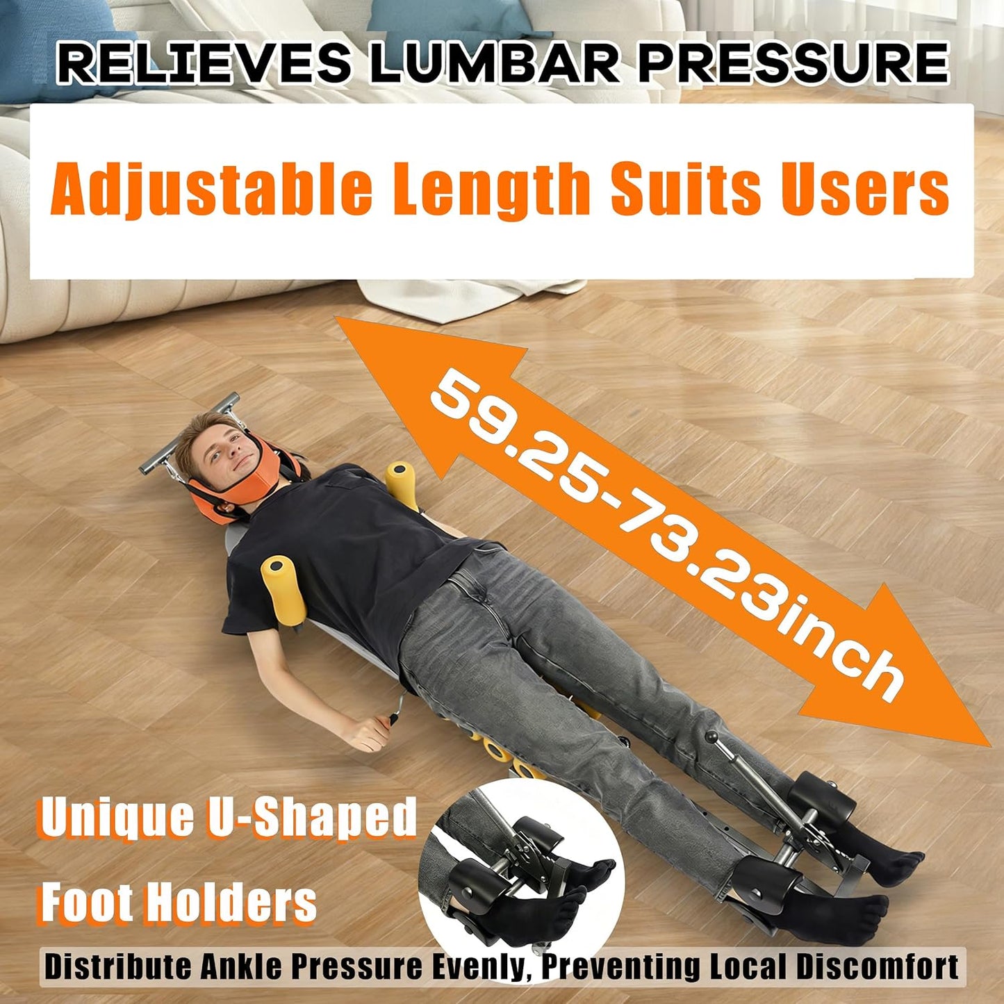 Multifunctional Full Body Traction Bed, Cervical Spine Stretcher Traction Spine Lumbar Massage Traction Table Back Stretch Decompression Machine for Tension Relief & Body Aches Pains, Massage (Grey)