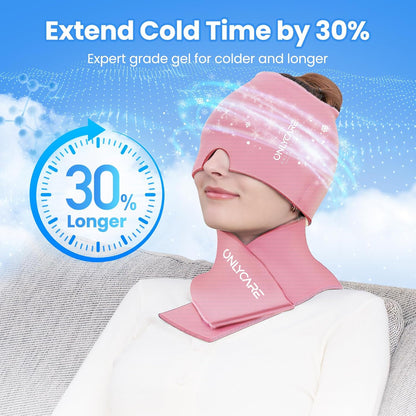 ONLYCARE Migraine Relief Cap, Headache Relief & Neck Ice Pack Wrap Gel Set | Upgrade Headache Cap and Shoulder Cold Pack, Hot & Cold Compress, FSA-HSA Eligible, Relief of Pain, Swelling, Office Pressure