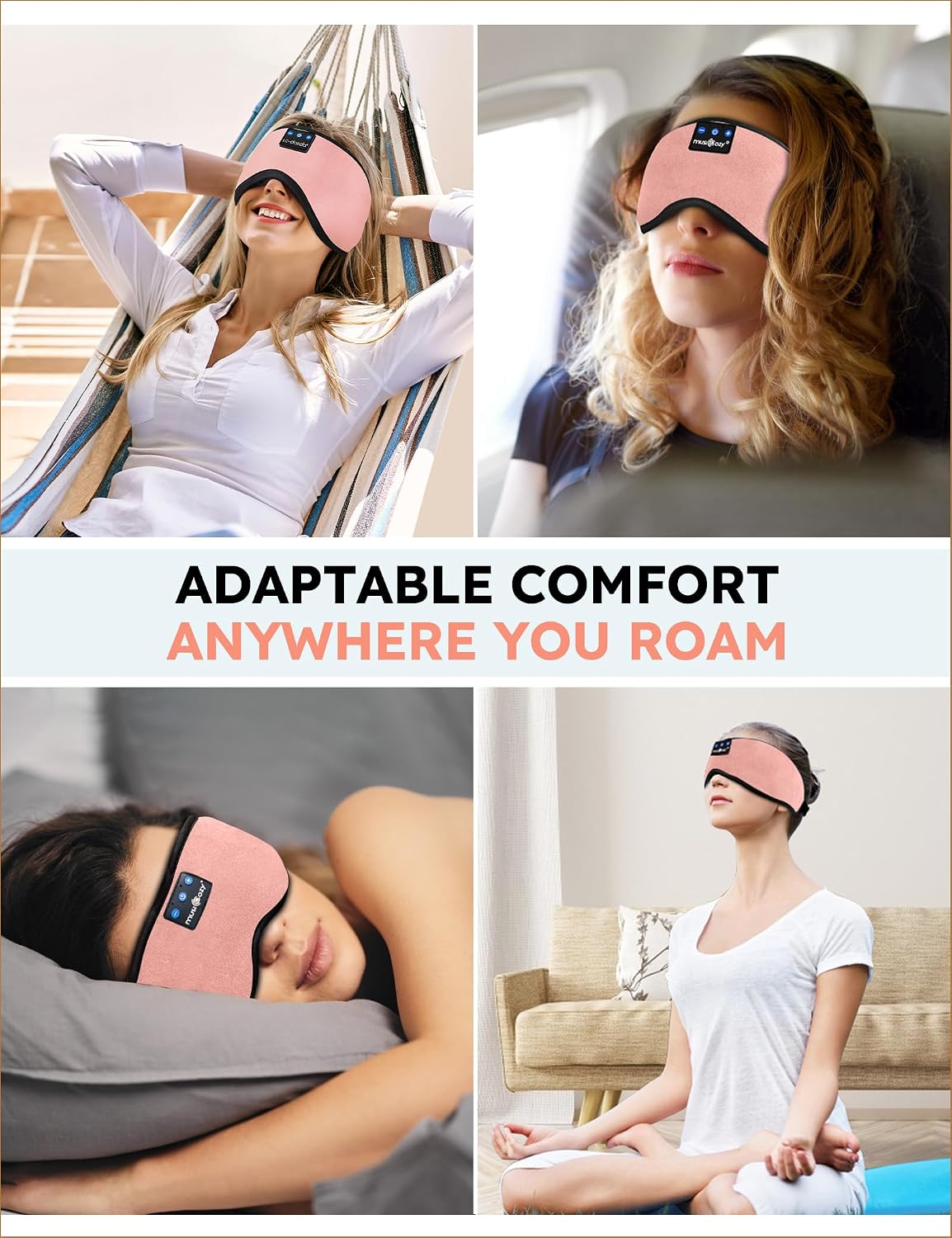 MUSICOZY Sleep Headphones Bluetooth 5.4 Sleep Mask with HD Sound