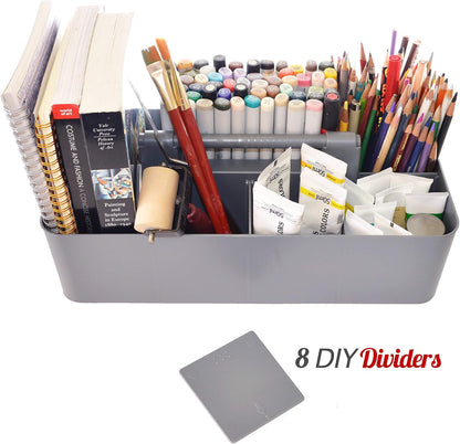 Portable Caddy American Made, DIY Dividers, 8 Compartments, Supply Organizer, Portable Tote Basket with Handle Storage Organizer Bathroom, Office, Crafts, or School Supplies
