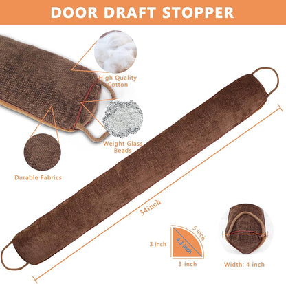 Triangle Under Door Draft Stopper Noise Blocker 38 Inches for Door Bottom Air Seal Insulation and Soundproof, Heavy Duty Weather Guard Snake Stripping, Gray